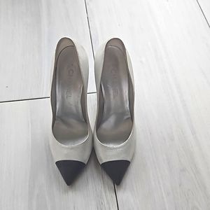 Chanel silver and black pumps